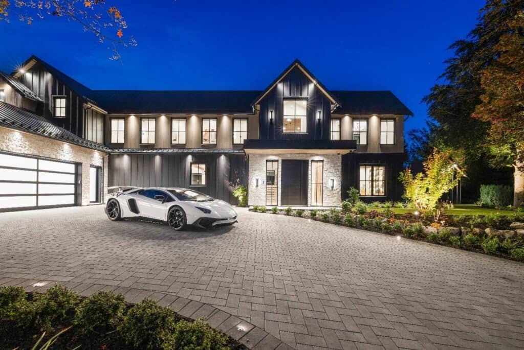 West Vancouver Custom Home at Dusk